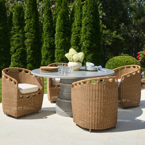Chaise de salle à manger rivage - Rotin artisanal & aluminium satiné - vue 4