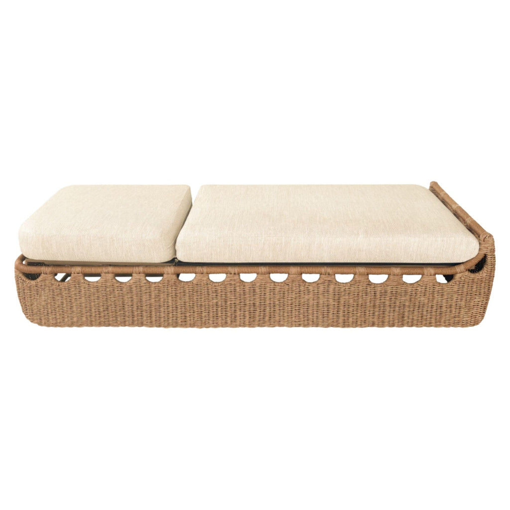 Chaise longue rivage - Rotin artisanal & aluminium satiné - vue 2