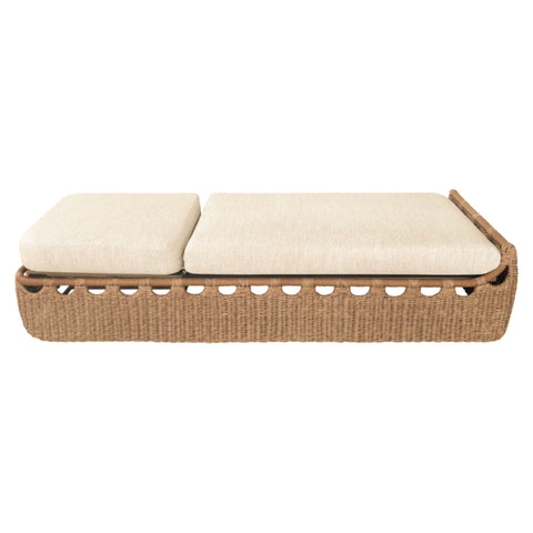 Chaise longue rivage - Rotin artisanal & aluminium satiné - vue 2