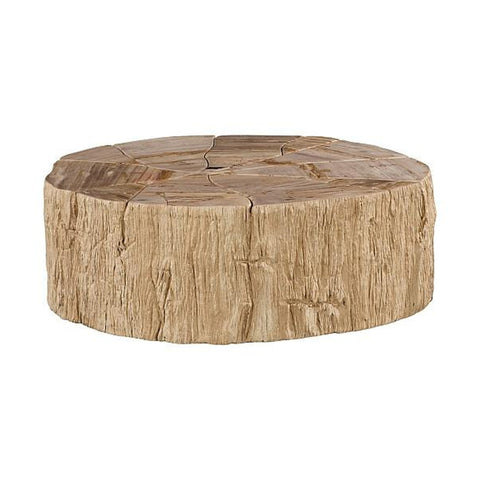 Table basse mosaïque - Bois pétrifié crème & résine