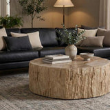Table basse mosaïque - Bois pétrifié crème & résine - vue 5