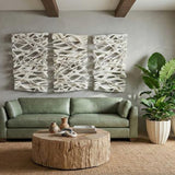 Table basse mosaïque - Bois pétrifié crème & résine - vue 6