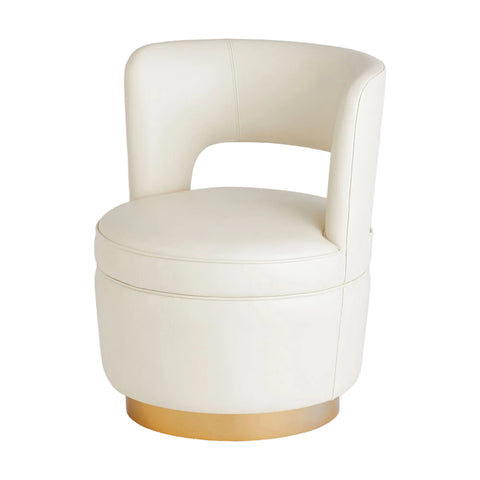 Fauteuil pivotant - Tissu muslin & base laiton bruni