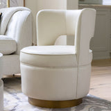 Fauteuil pivotant - Tissu muslin & base laiton bruni - vue 3