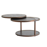 Table basse Eclipse - Marbre cuir gris & bronze doré - vue 2
