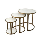 Tables gigognes Trio - Marbre blanc & aluminium bronze - vue 2