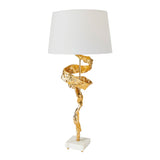 lampe de table sculpturale en laiton torsadé doré Voltis