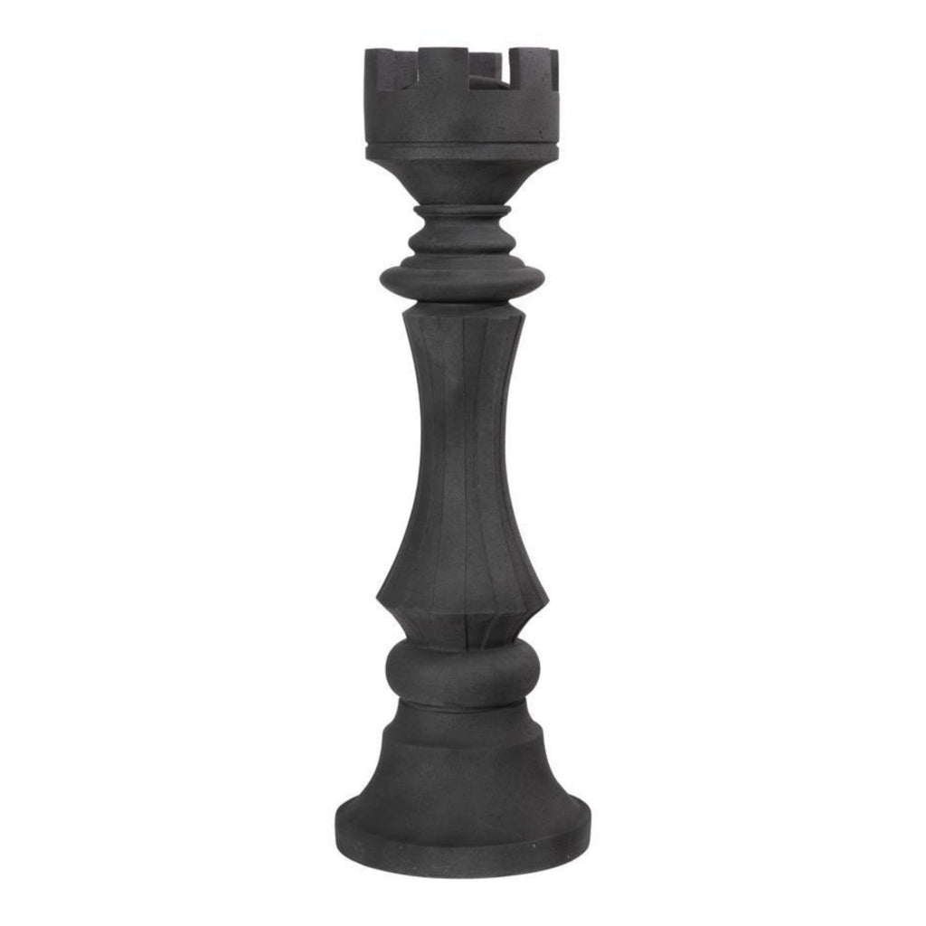 Tour Rook — Sculpture échecs, pierre composite noire | Vue 1