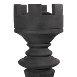 Tour Rook — Sculpture échecs, pierre composite noire | Vue 3