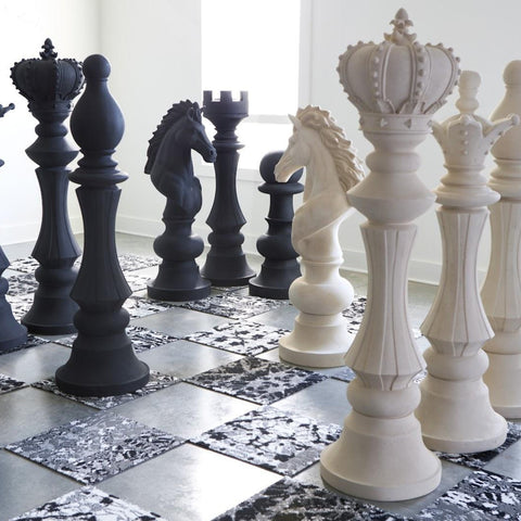 Tour Rook — Sculpture échecs, pierre composite noire | Vue 1